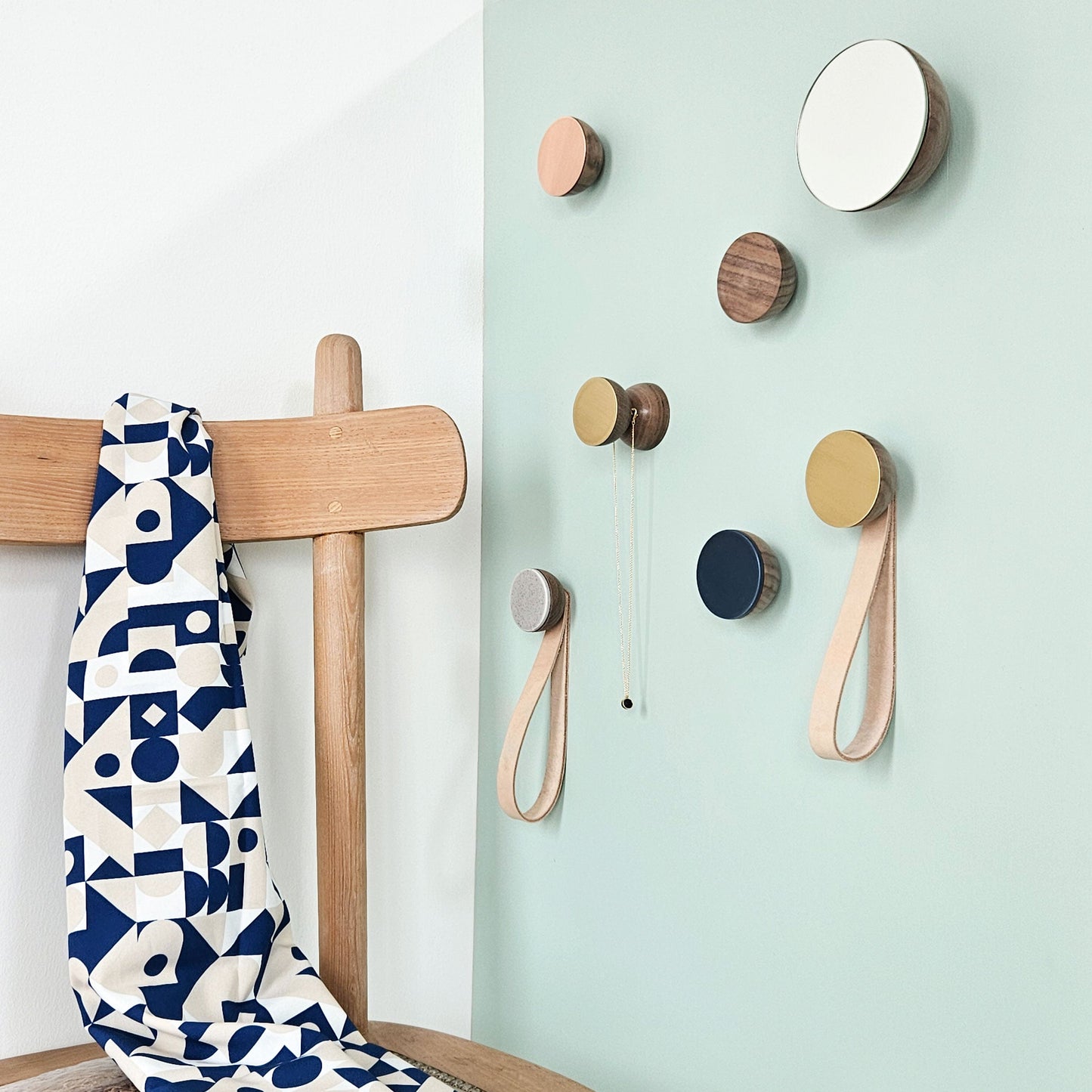 Round Walnut Wood & Copper Wall Mounted Coat Hook / Knob-3