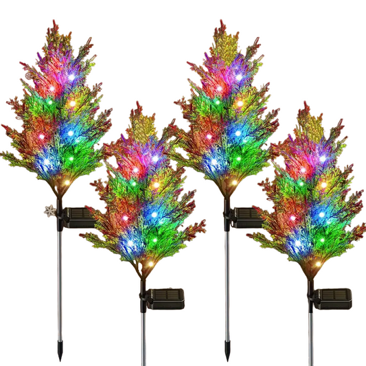 Twinkling Treasures: Festive Set of Four Solar Pine Lights for Christmas-0