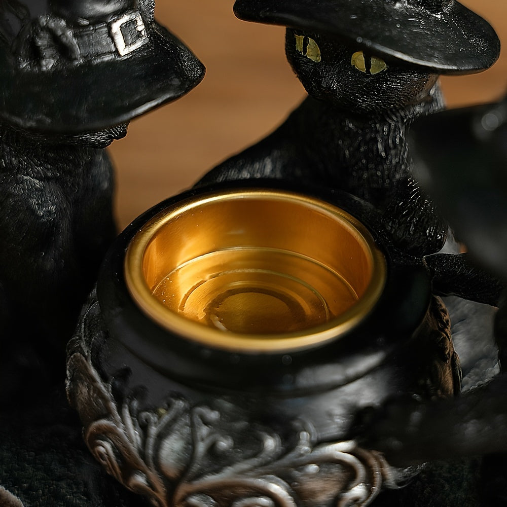 Halloween Witch Cat Sculpture Figurine-1