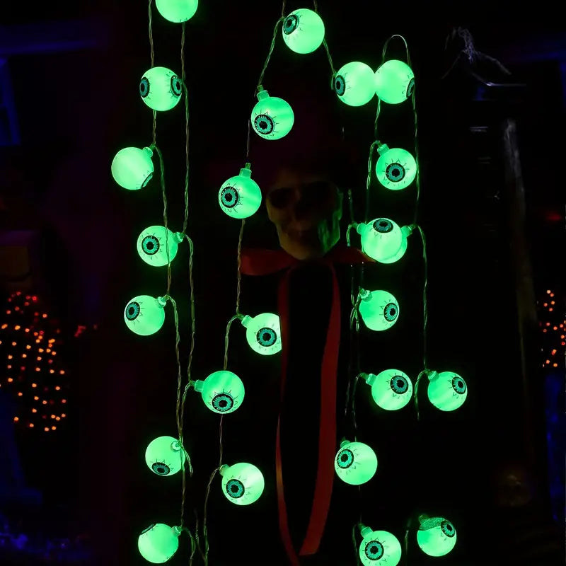 Spooky Solar Spectacles: Green Eyeball Halloween Lights-3