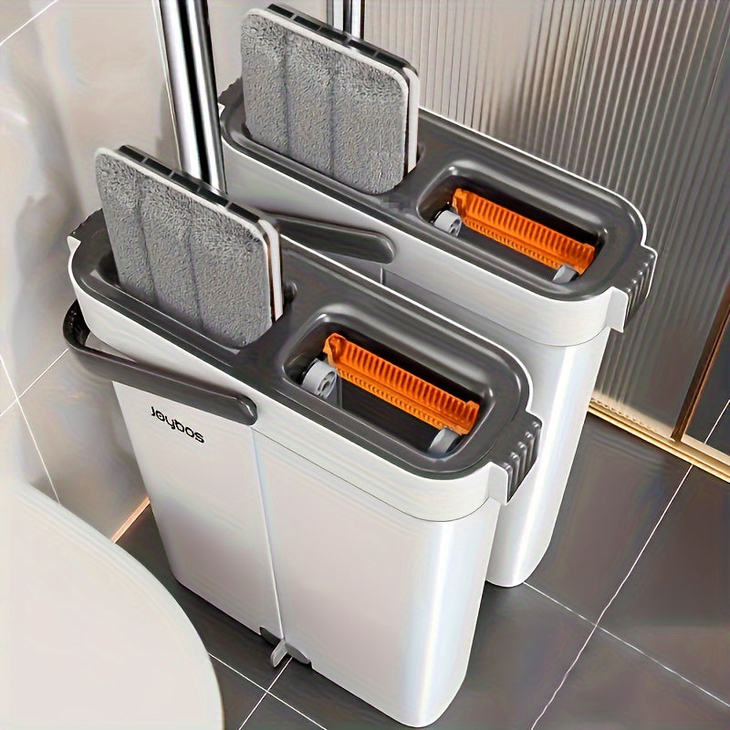 Hands-Free Flat Mop Cleaning Set with Bucket-4