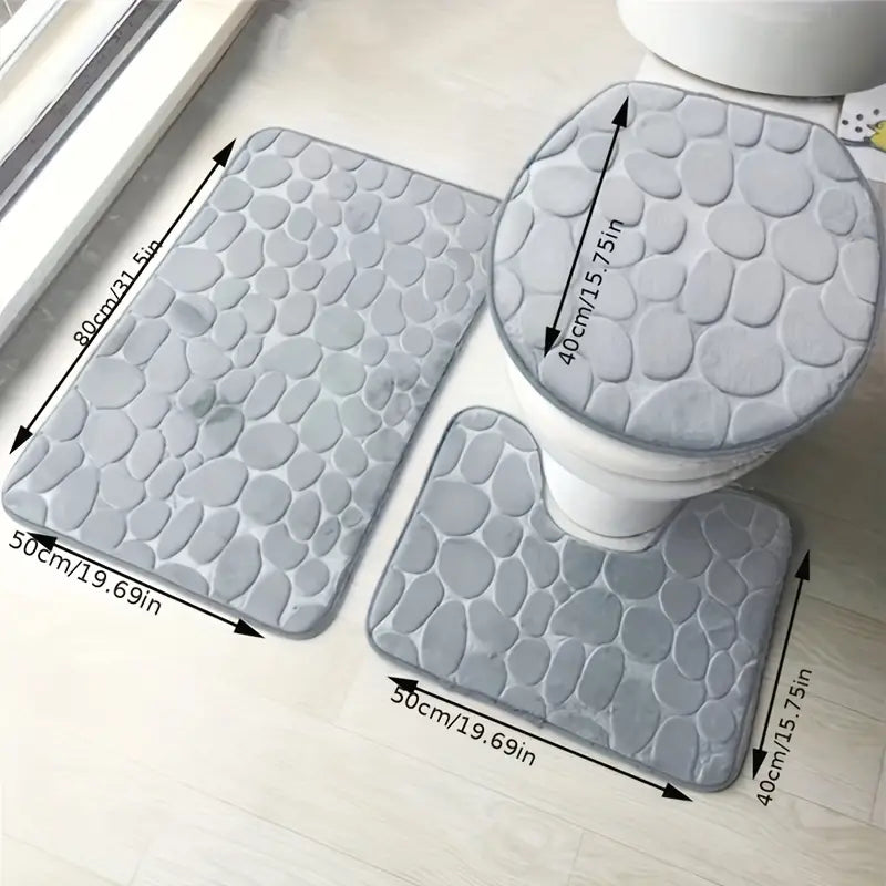 3pcs Ultra Soft Bathroom Rugs Bliss-2