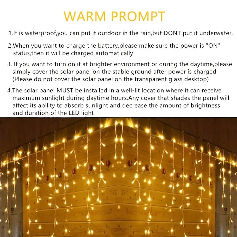 Sparkling Solar Snowfall: LED Icicle Lights for a Merry Christmas-4