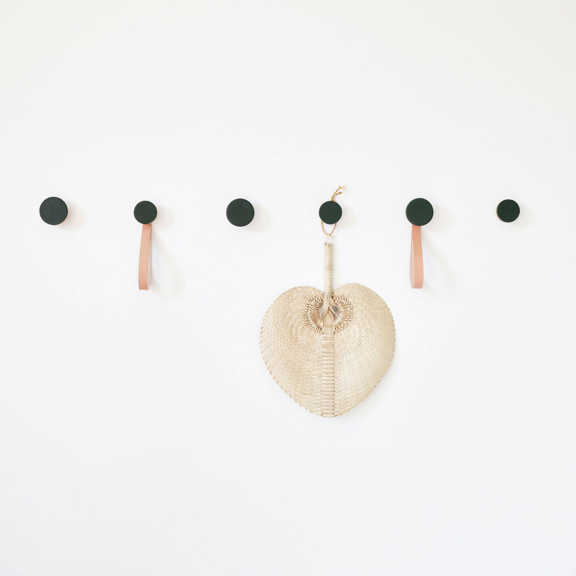 Round Beech Wood & Ceramic Wall Mounted Coat Hook / Knob - Dark Green-1