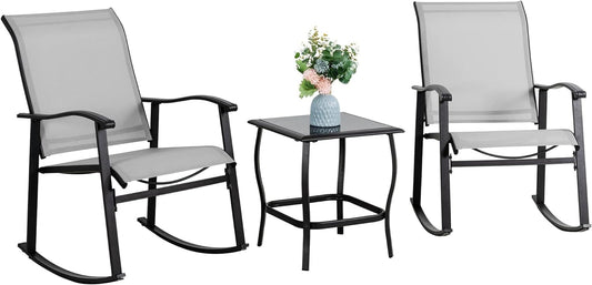 Elegant Three Piece Outdoor Rocking Bistro Furniture Set-0