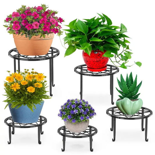 5-Pack Metal Plant Stands for Indoor and Outdoor Use-0