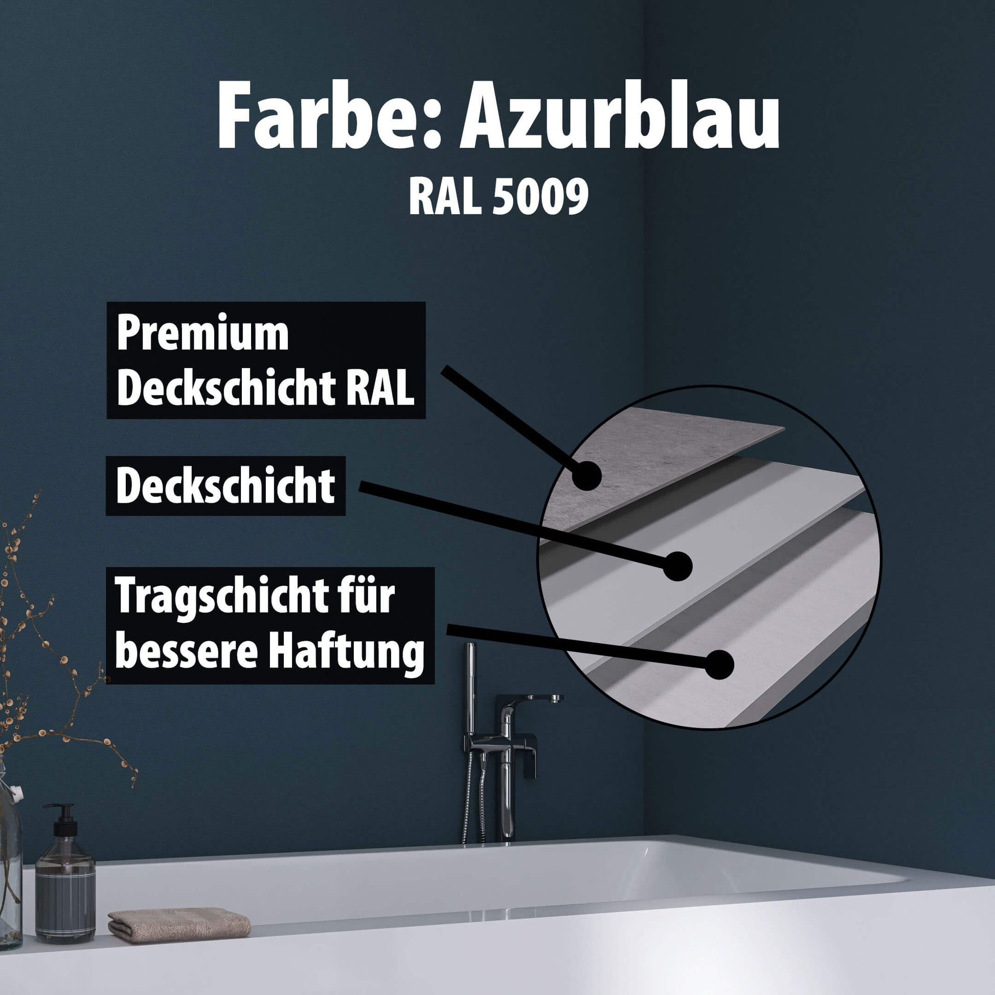 Duschrückwand - Azurblau (250x100cm)-3