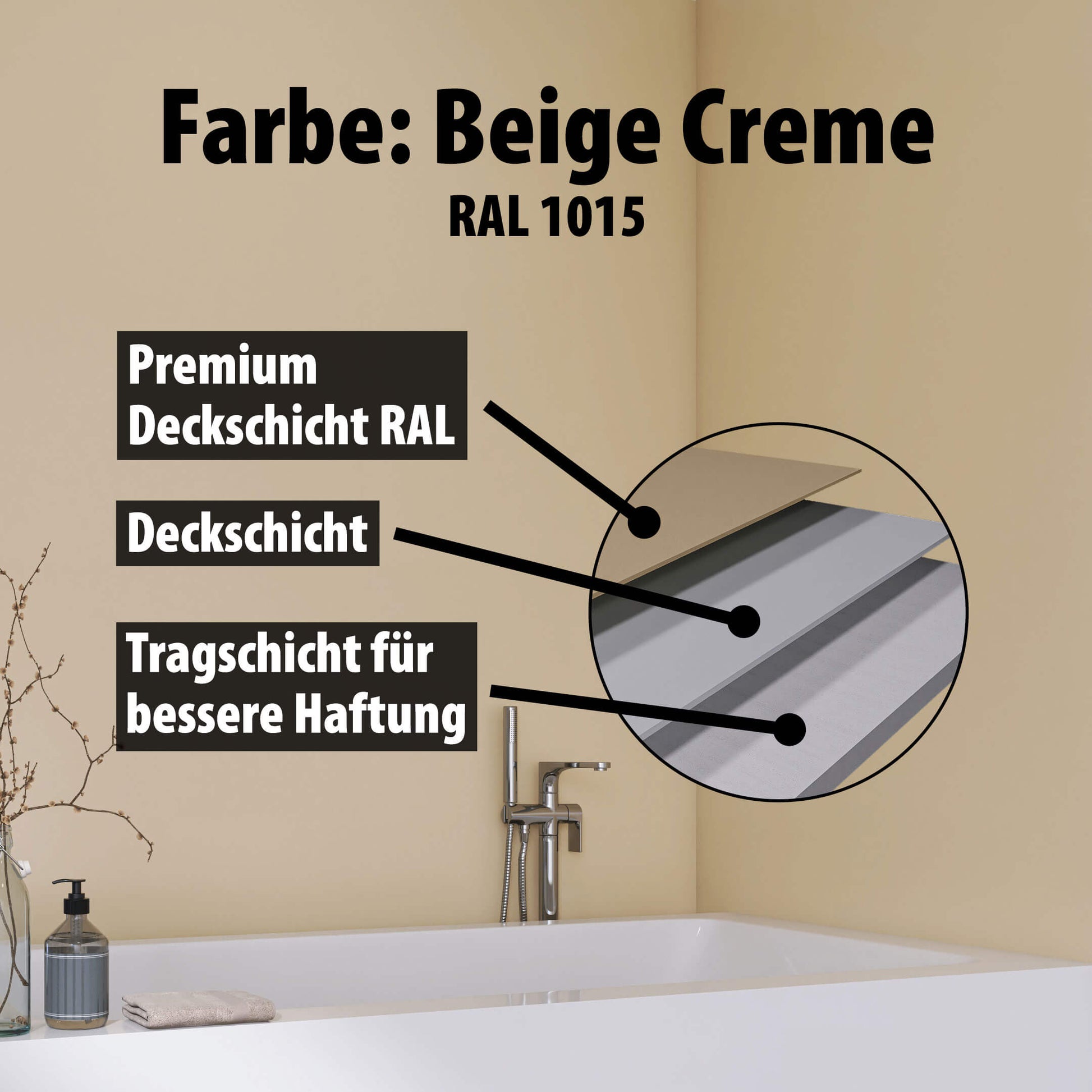 Duschrückwand - Beige Creme (250x100/200x100)-3