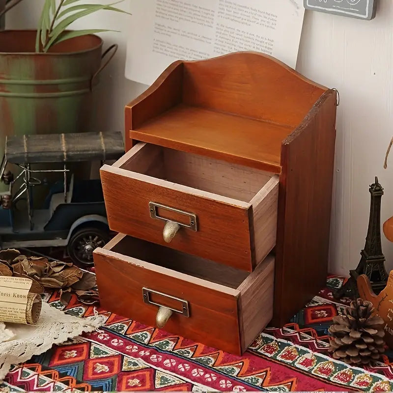 Vintage Solid Wood Drawer Cabinet with Metal Hanging Buckle-3