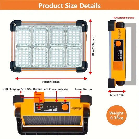 Degruand Rechargeable LED Solar Work Light - Portable Ultra Bright Floodlight-1
