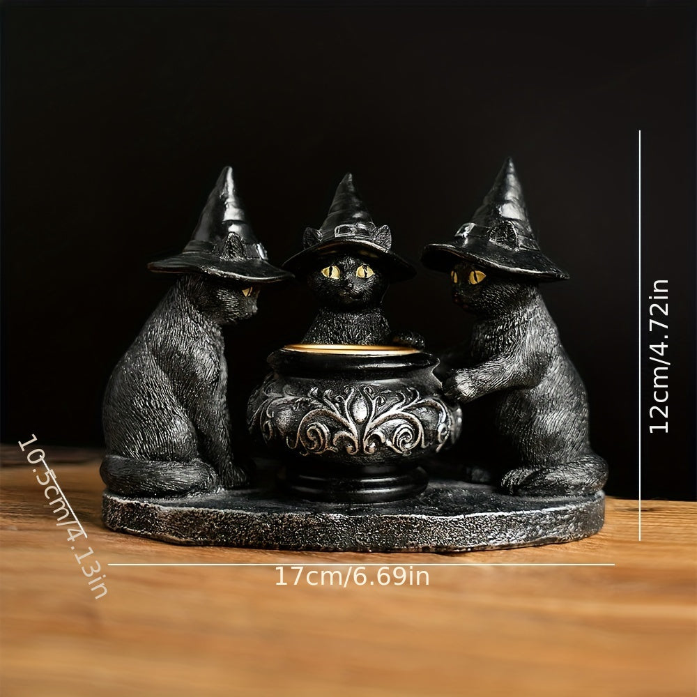 Halloween Witch Cat Sculpture Figurine-2