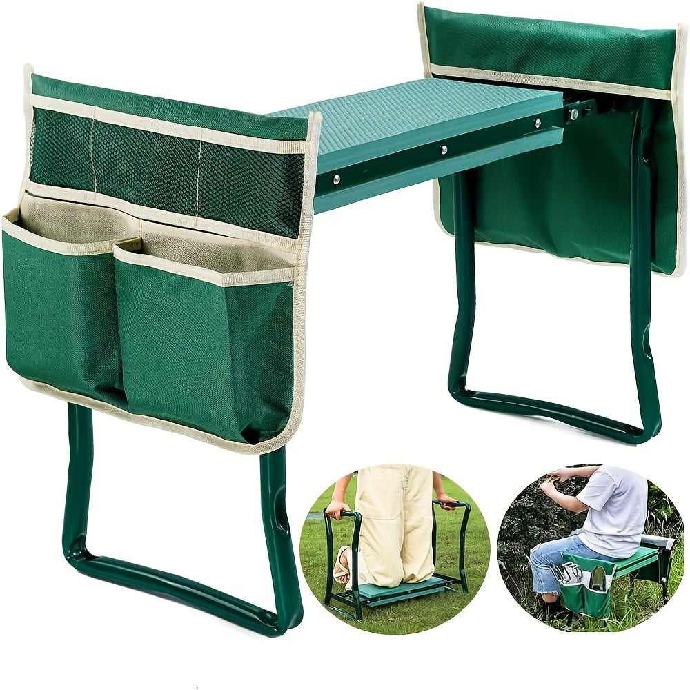Garden Kneeling Chair with Cushion and Tool Bag-2
