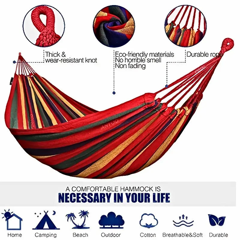 Durable Camping Hammock with Tree Straps - 450lbs Capacity-2