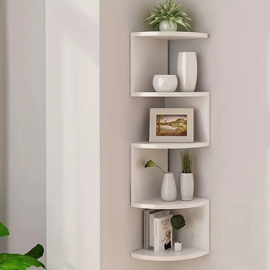 5-Layer PVC Corner Wall Shelf Bookshelf Organizer-1