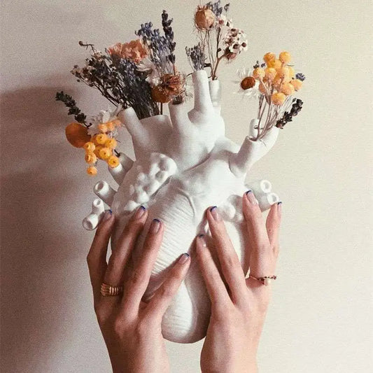Unique Pedestal Vase Shaped as Human Heart | Novelty Bud-Vase Christmas Decor-1