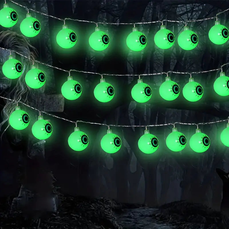 Spooky Solar Spectacles: Green Eyeball Halloween Lights-4