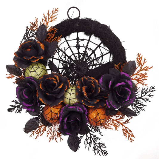 Halloween Wreath Decoration with Spider Web-0
