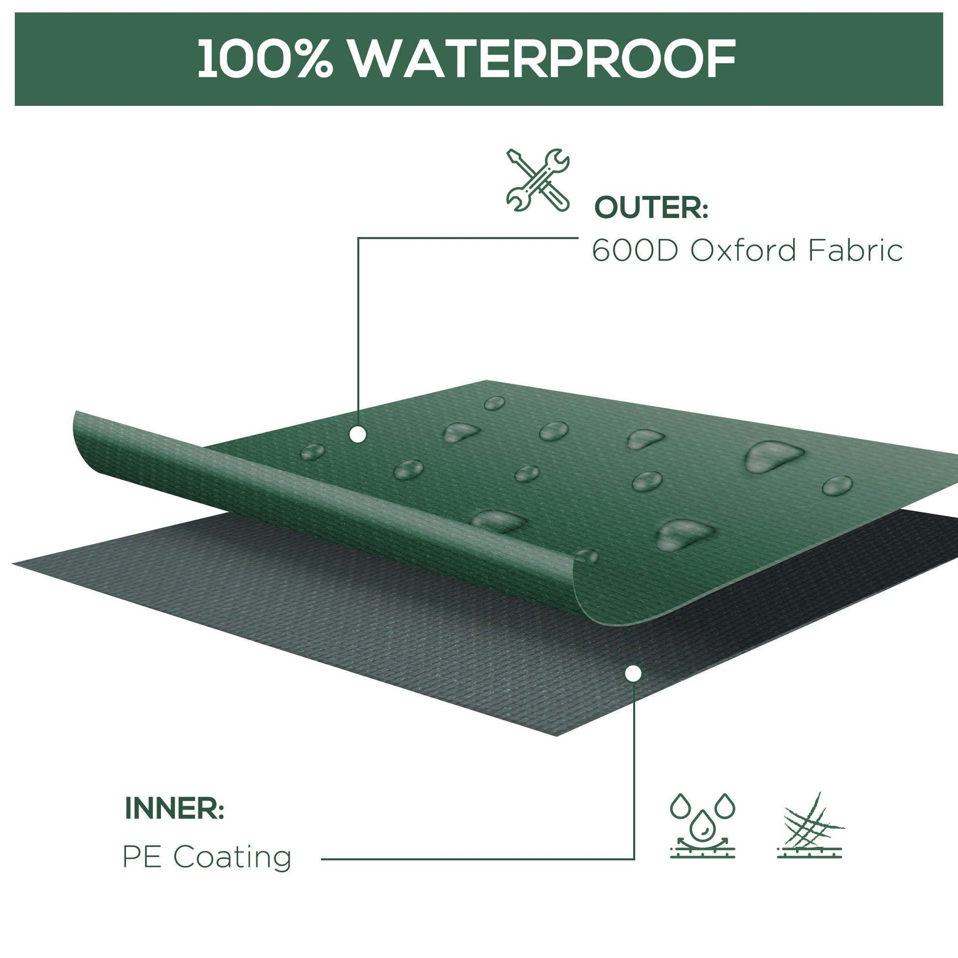 600D Oxford Garden Furniture Cover Set Waterproof Anti-UV Green-3