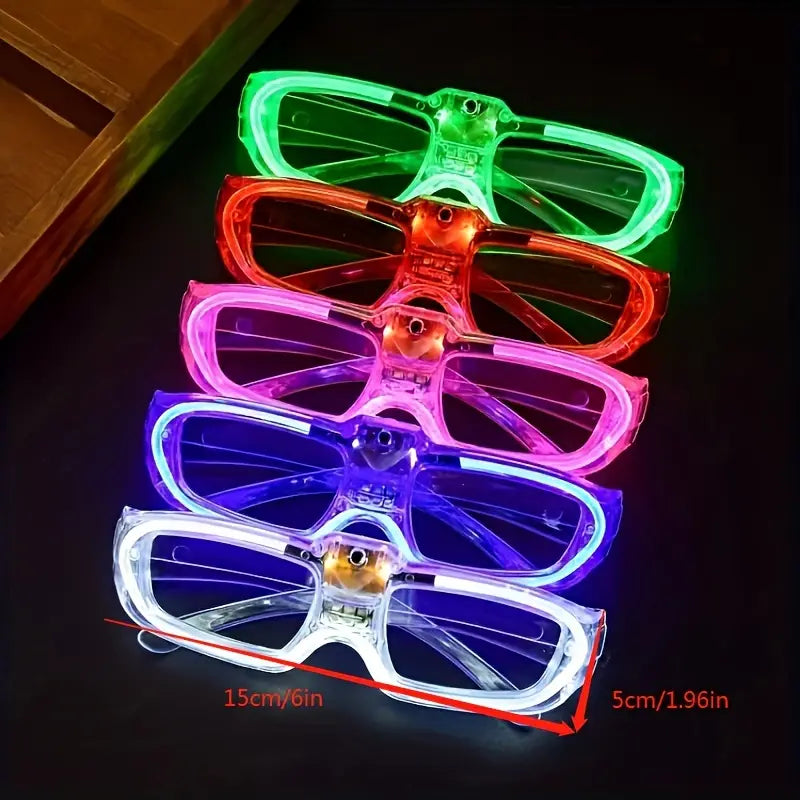 Illuminate the Night: 10-Pack LED Glasses Featuring 5 Neon Light Modes-1