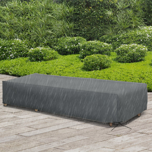 Rectangular Garden Furniture Cover with Water and UV Resistant Oxford Fabric - Grey-1