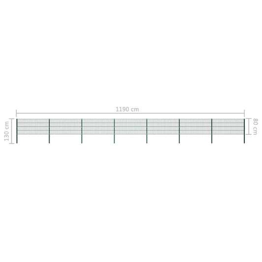 Fence Panel with green iron pillars-10