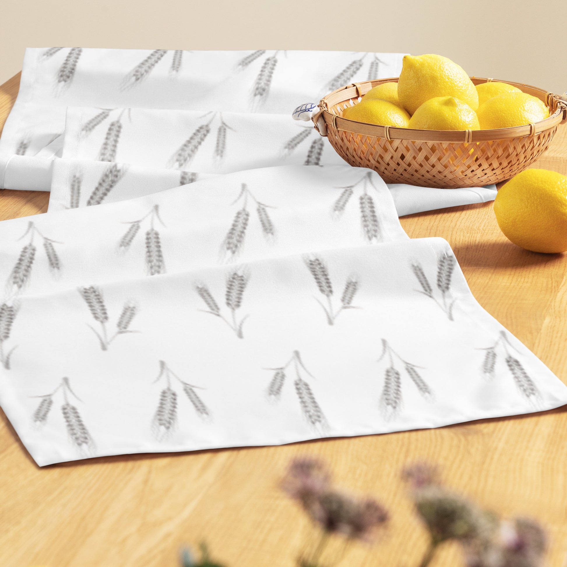 Grano Pattern Table Runner - White-1