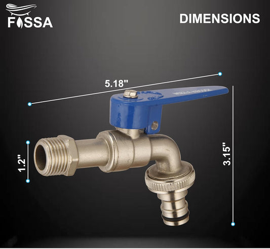 Fossa Nozzle Cock for Bathroom | Washing Machine Tap for Inlet Pipe/Hose | Garden Pipe Tap | Easy Hose Connect Tap | Laundry Dishwasher Hose Connect-1