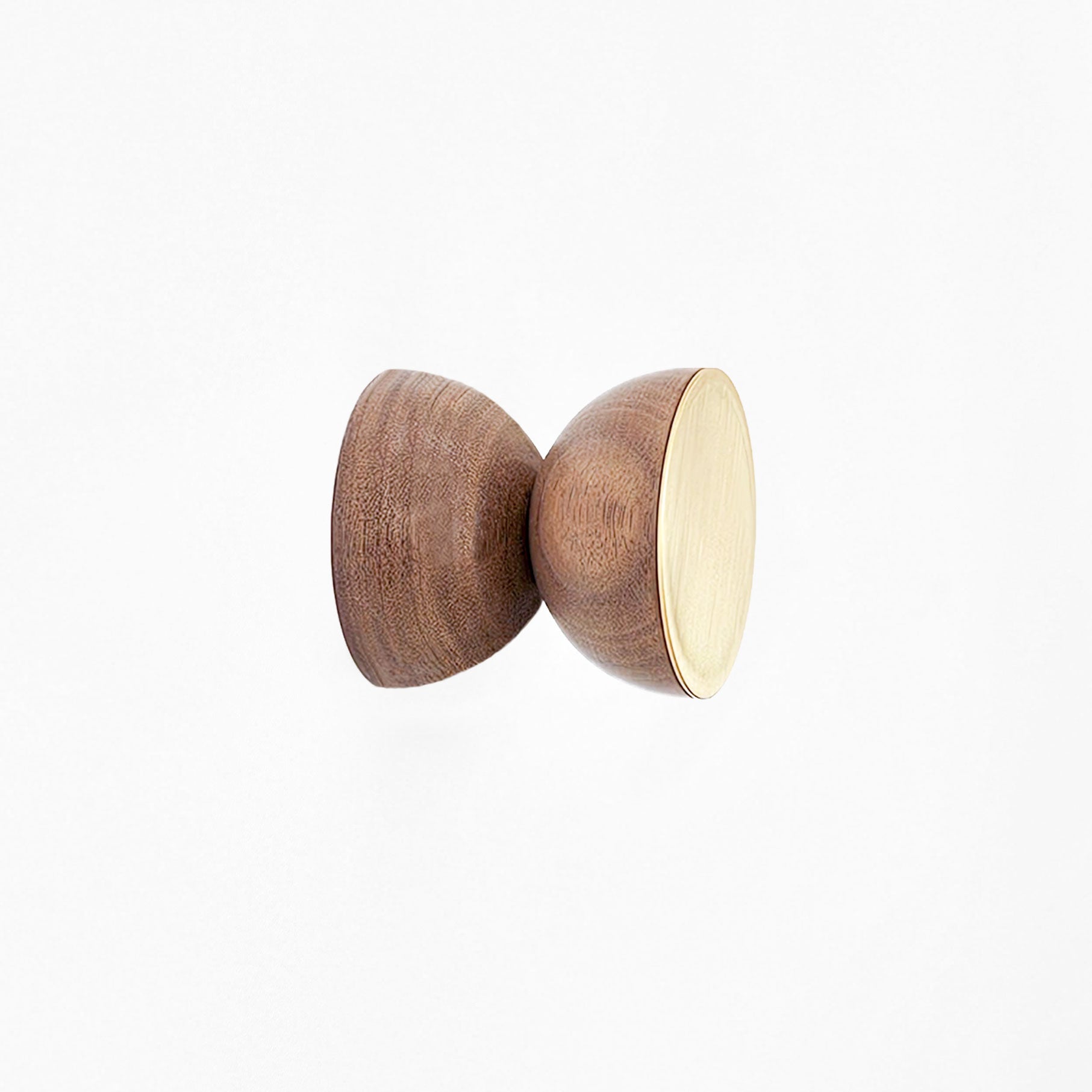 Geometric Walnut Wood & Brass Wall Mounted Coat Hook / Knob-0