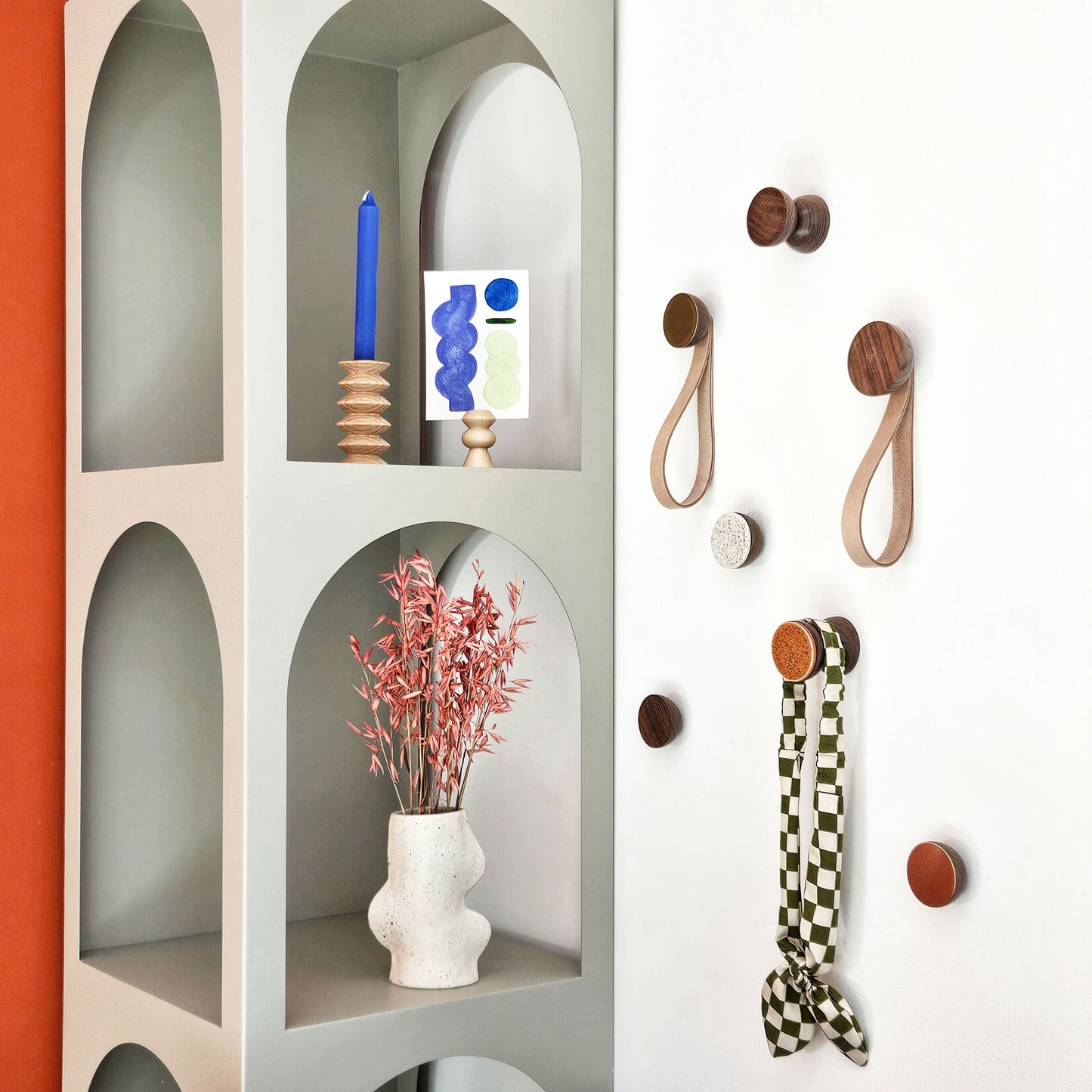 Geometric Walnut Wood Wall Mounted Coat Hook / Knob-2