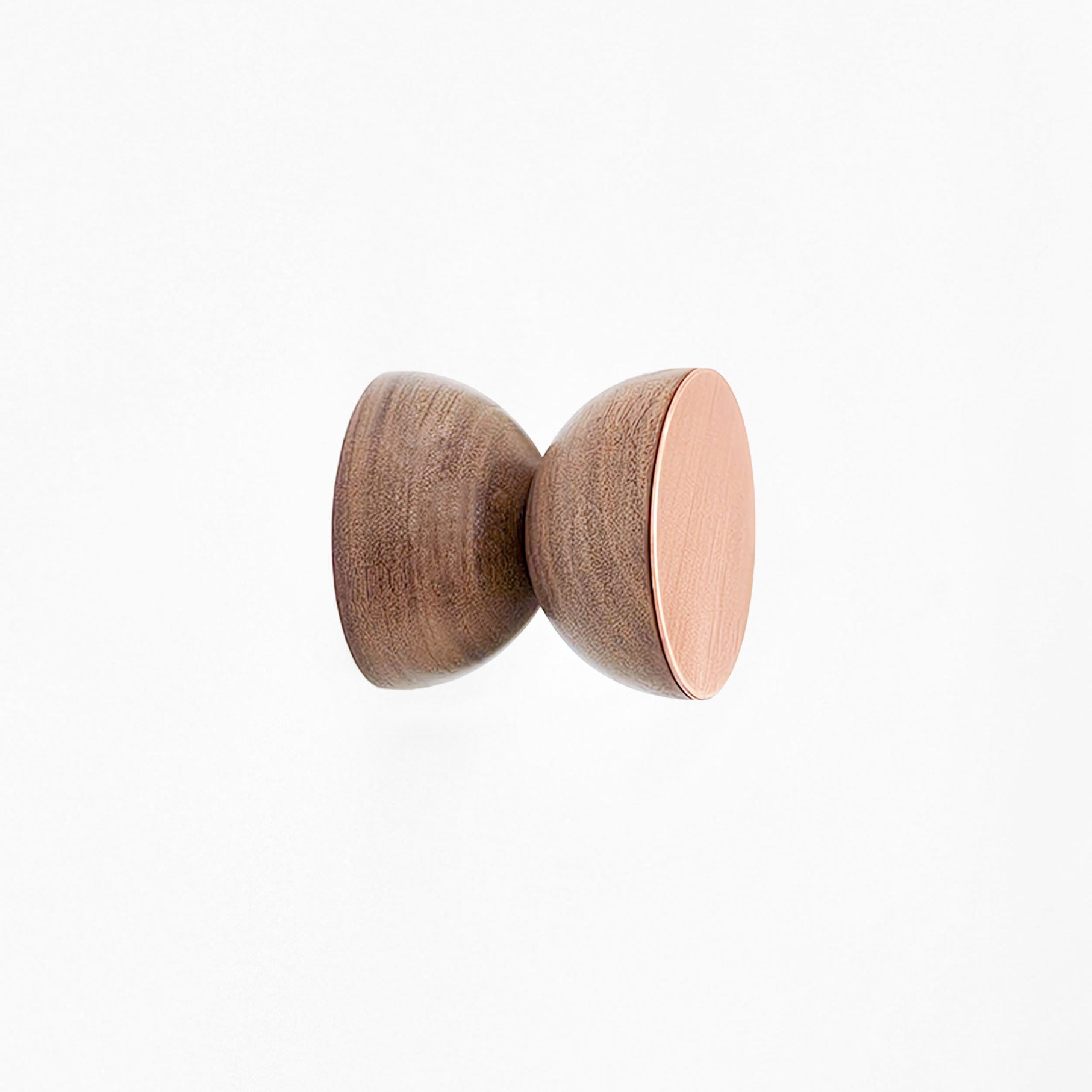 Geometric Walnut Wood & Copper Wall Mounted Coat Hook / Knob-0