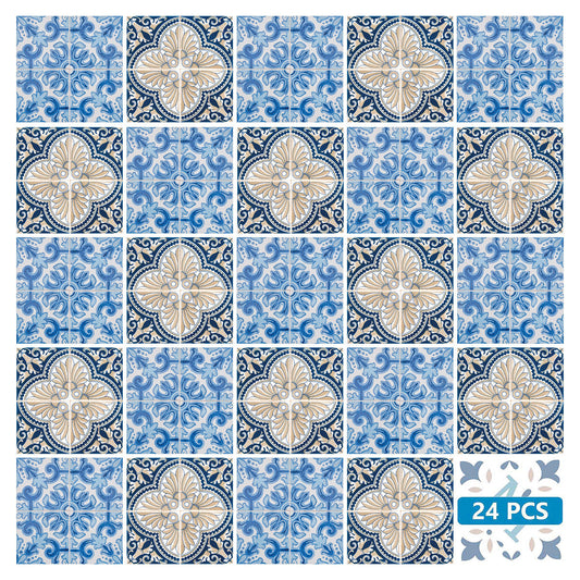 Blue and Yellow two different patterns Peel and Stick Tile Stickers Model - H205-1