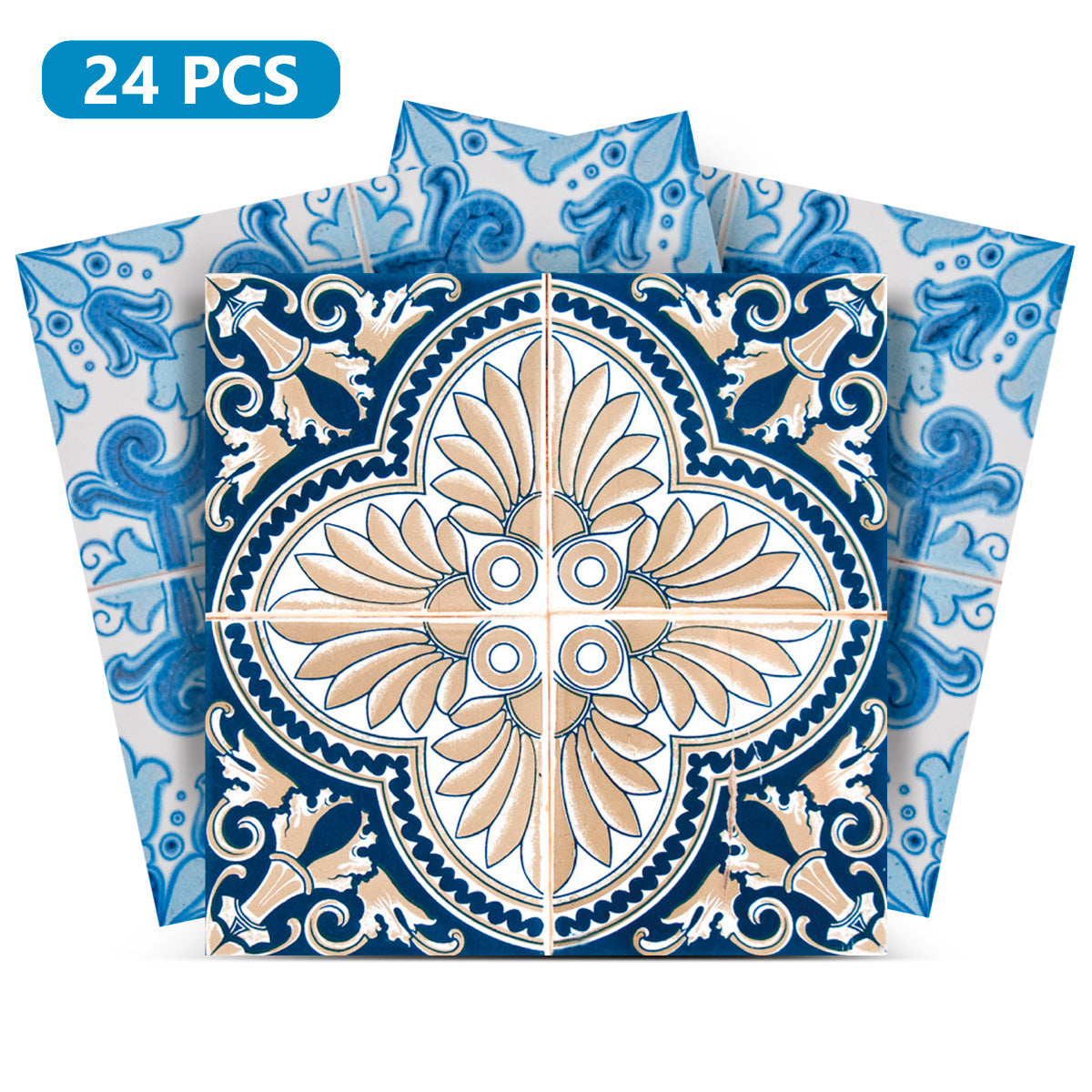 Blue and Yellow two different patterns Peel and Stick Tile Stickers Model - H205-0