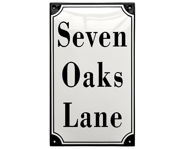 White Enamel Sign 16 x 27 cm (6¼" x 10⅝")-1