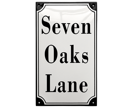 White Enamel Sign 16 x 27 cm (6¼" x 10⅝")-1