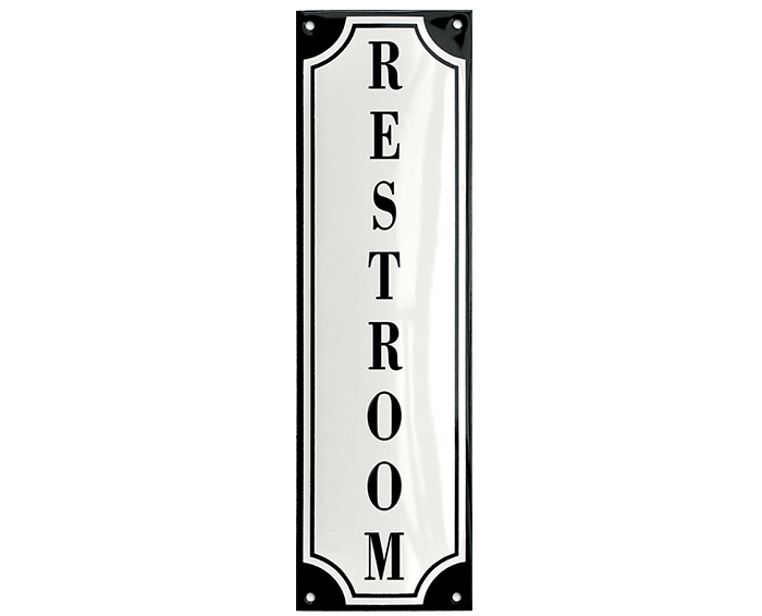 White Enamel Sign 8 x 27 cm (3⅛" x 10⅝")-1
