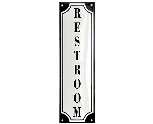 White Enamel Sign 8 x 27 cm (3⅛" x 10⅝")-1