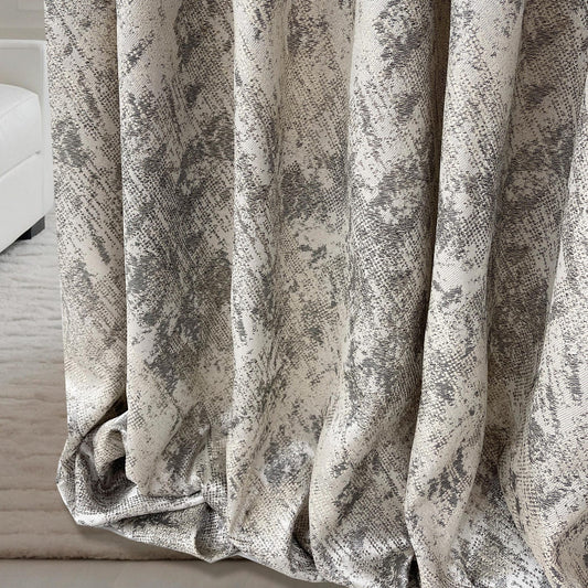Textured Luxury Abstract Jacquard Cotton Curtains - Light Filtering or Blackout Window Drapes-1