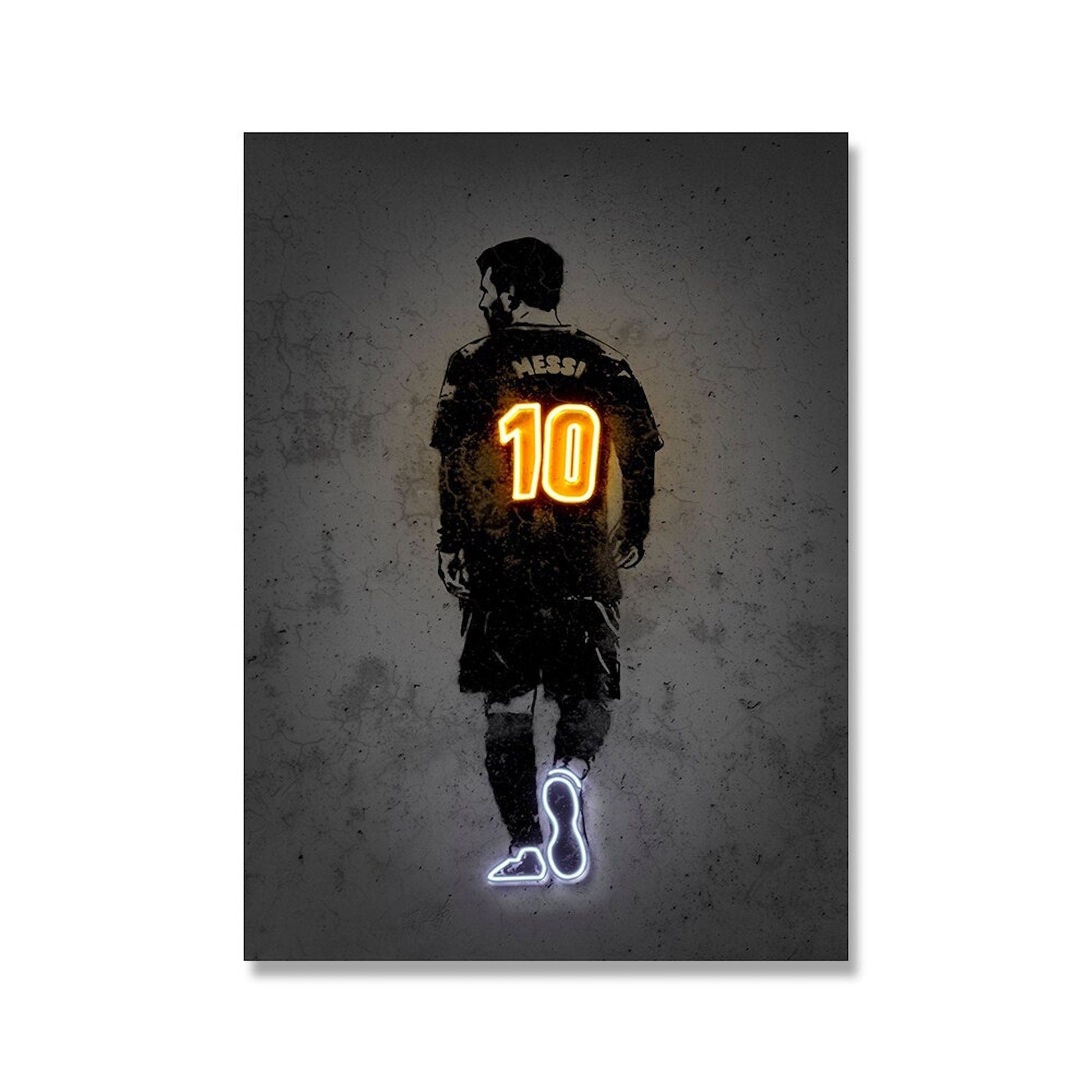 Poster Fußball Lionel Messi Nummer 10 Christiano Ronaldo 7 und Neymar Jr. 10 mit Neon Leucht Trikotnummer als Deko Print ohne Rahmen-4