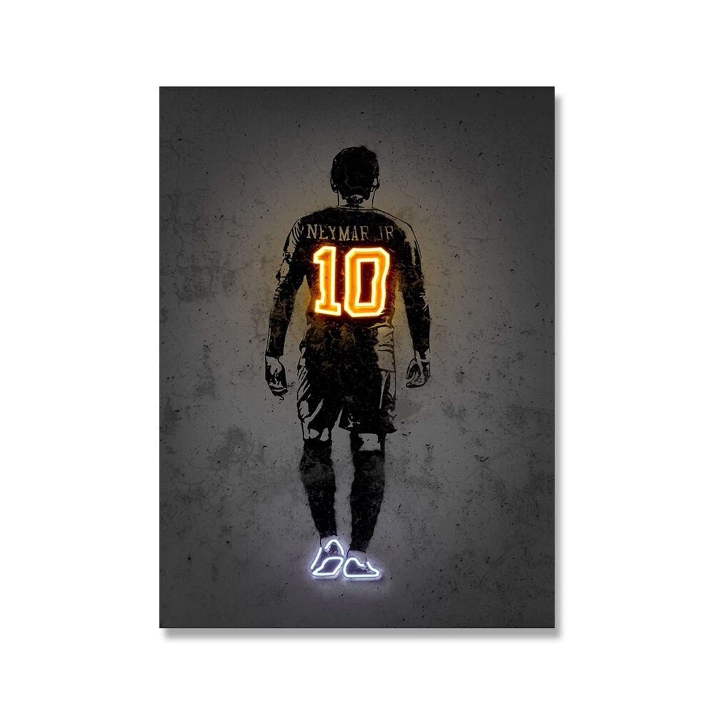 Poster Fußball Lionel Messi Nummer 10 Christiano Ronaldo 7 und Neymar Jr. 10 mit Neon Leucht Trikotnummer als Deko Print ohne Rahmen-6