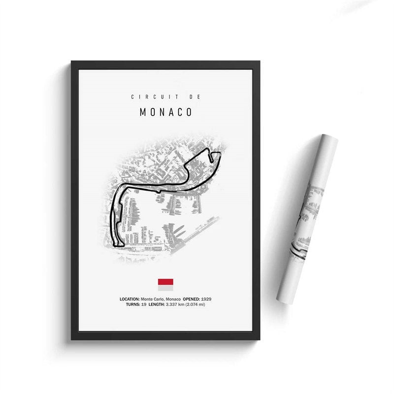 Poster Formel 1 Kalender 2025 Strecken Großer Preis von Monaco Spa Francorchamps Deko Print ohne Rahmen-2
