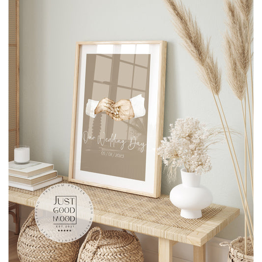 Hochzeit Verlobung Poster · Geschenkidee ·  Datum Text  Personalisiert · Hochzeit Brautpaar · Verlobung · Deko Print · ohne Rahmen-0