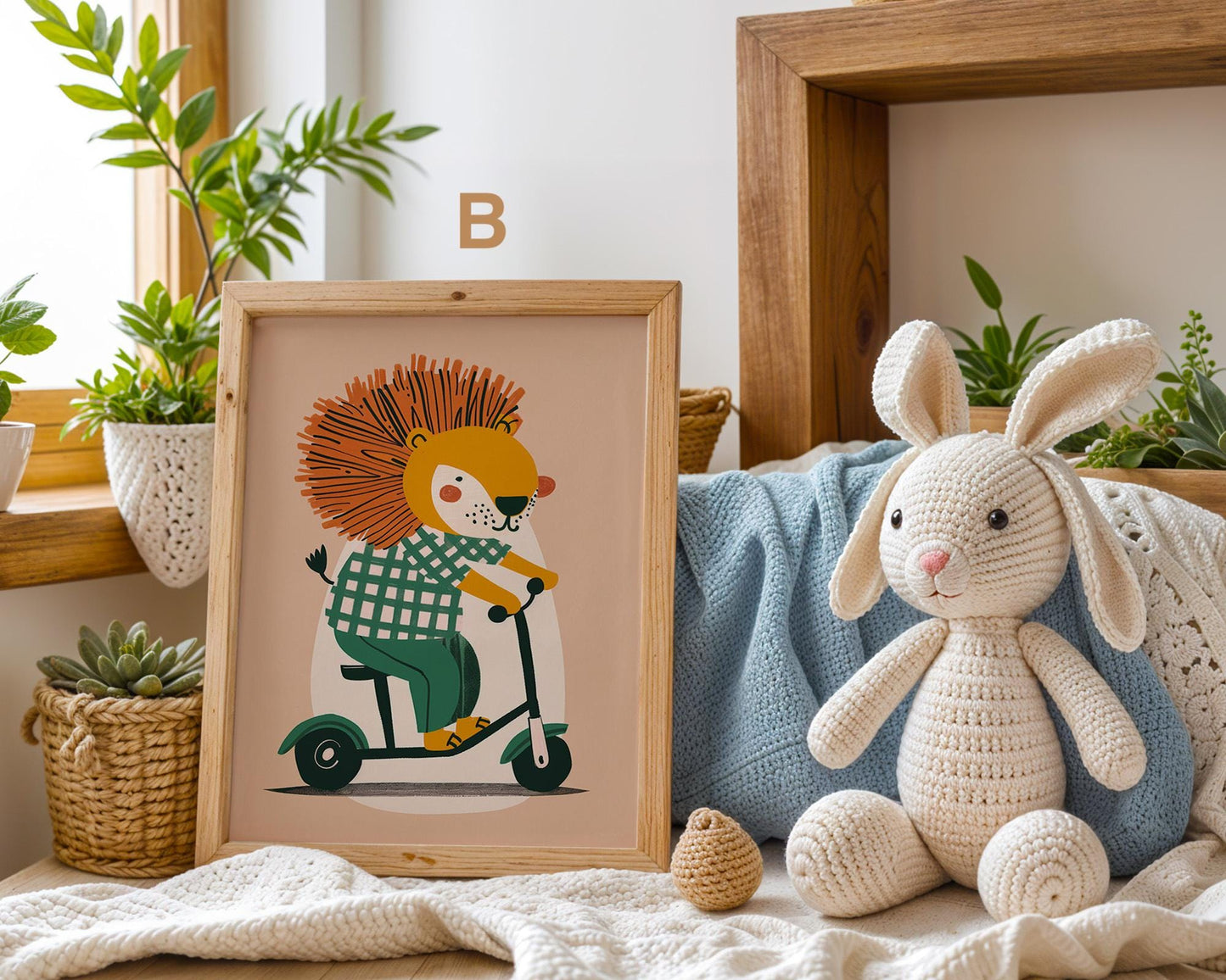 Lustige Tierwelt Poster Kinderzimmer · Geschenkidee für Kinder · Radfahrender Affe · E-Scooter Spaß ·Stylisches Zebra·Deko Print ohne Rahmen-5