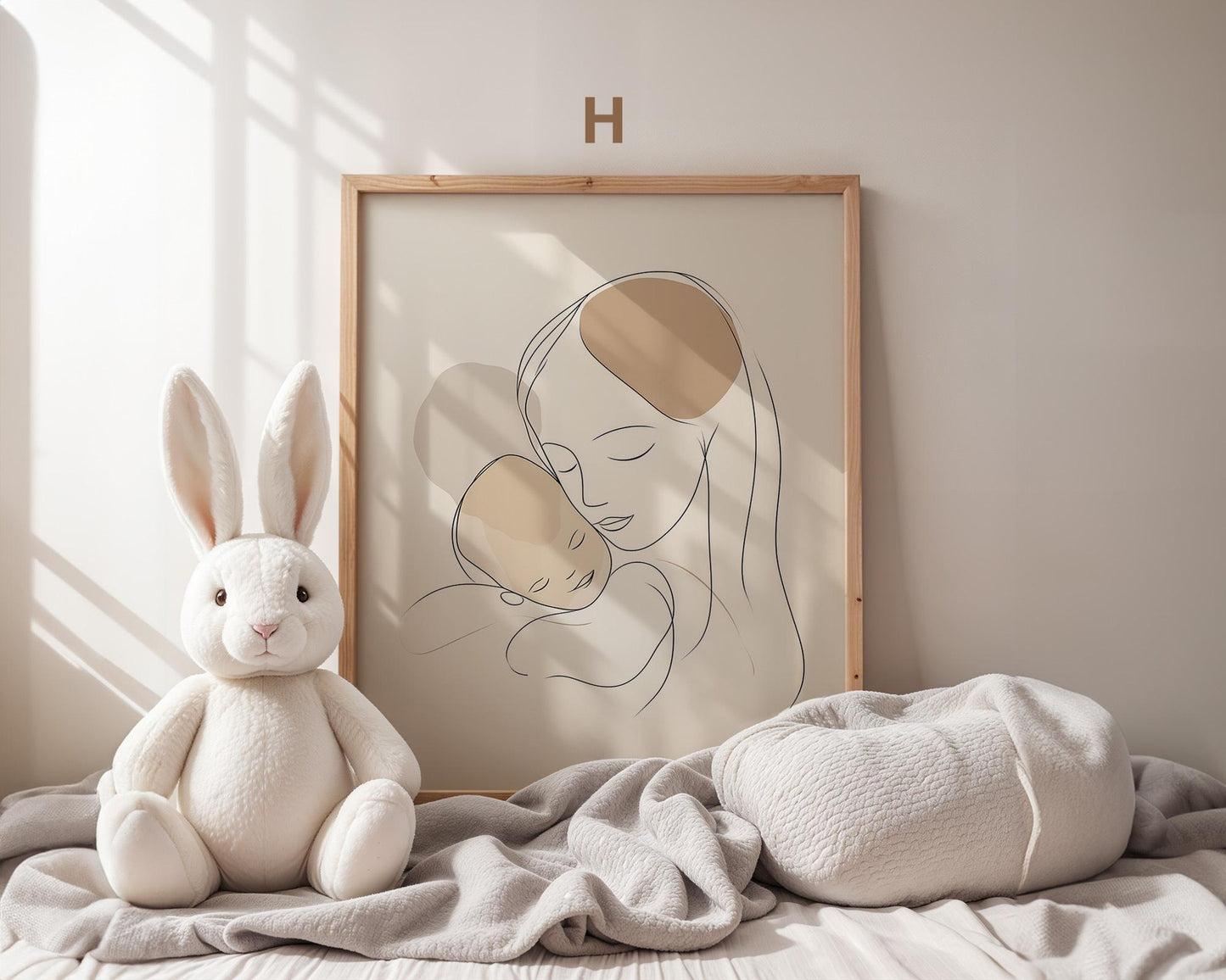Boho Babyzimmer Poster · Regenbogen, Herzen, Blumen, Sonne, Häuser, Mutter-Kind  Scandi Wandkunst für Kinderzimmer · Deko Print ohne Rahmen-8