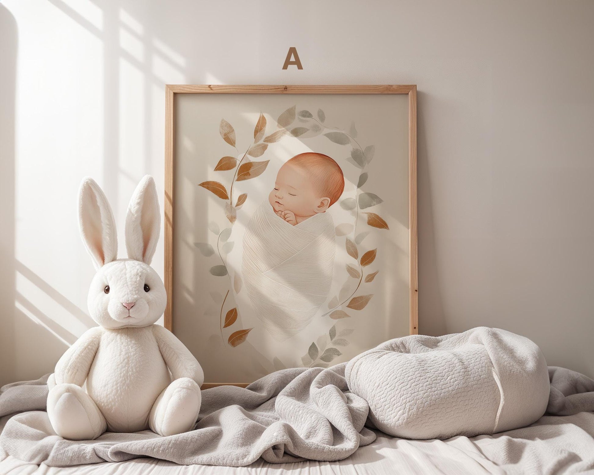 Boho Babyzimmer Poster · Regenbogen, Herzen, Blumen, Sonne, Häuser, Mutter-Kind  Scandi Wandkunst für Kinderzimmer · Deko Print ohne Rahmen-1