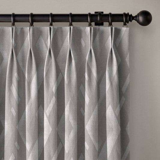 Geometric Rhombus Pure Linen Curtains | Pinch Pleat & Euro Pleats | Standard & Custom Sizes-0