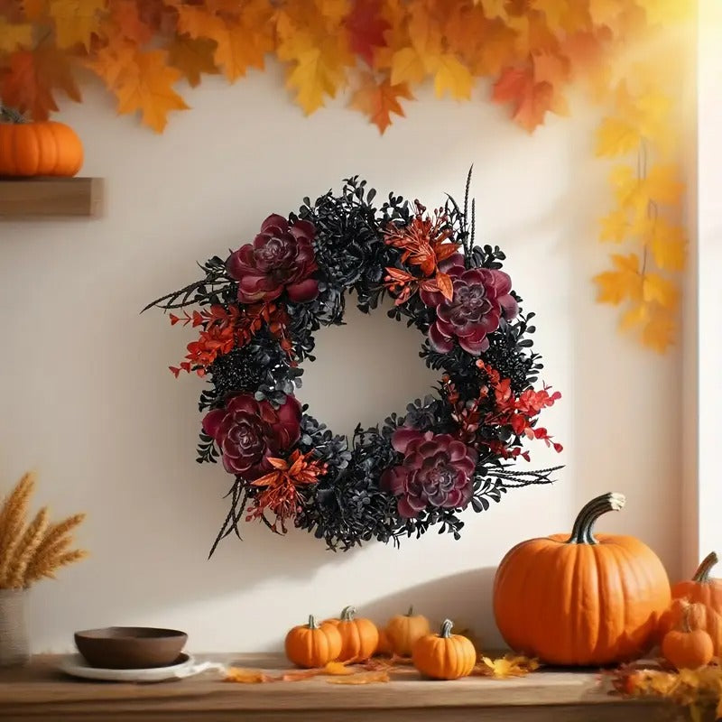 Halloween Black Red Wreath-3
