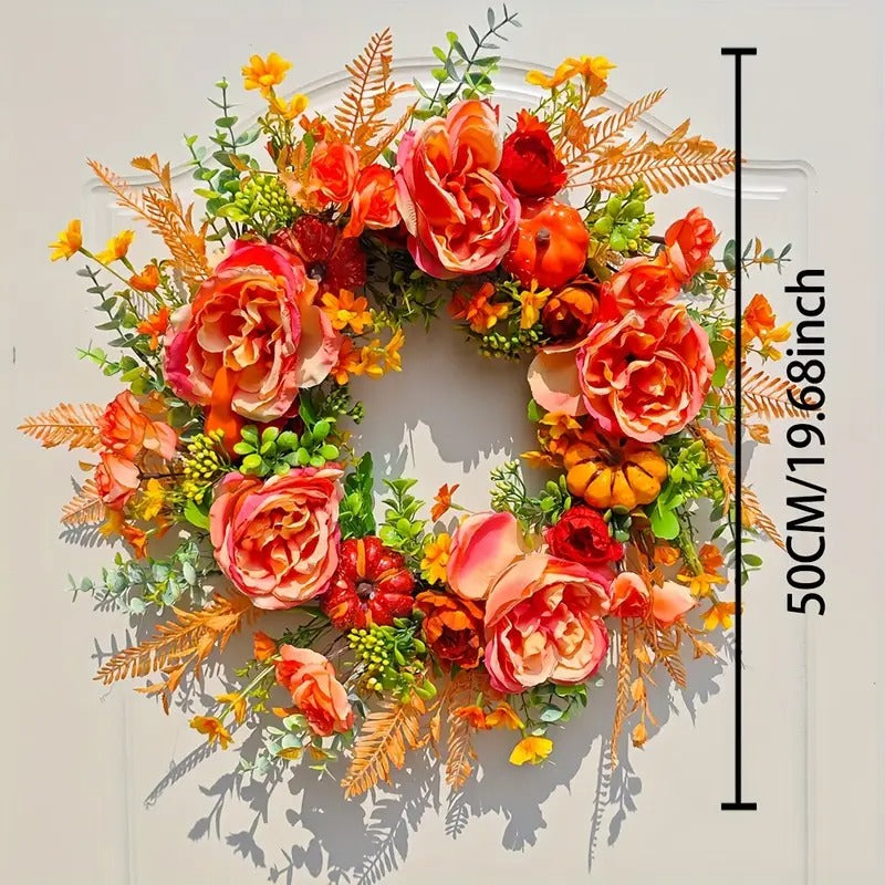 NNETM Pumpkin & Peony Halloween Wreath-3