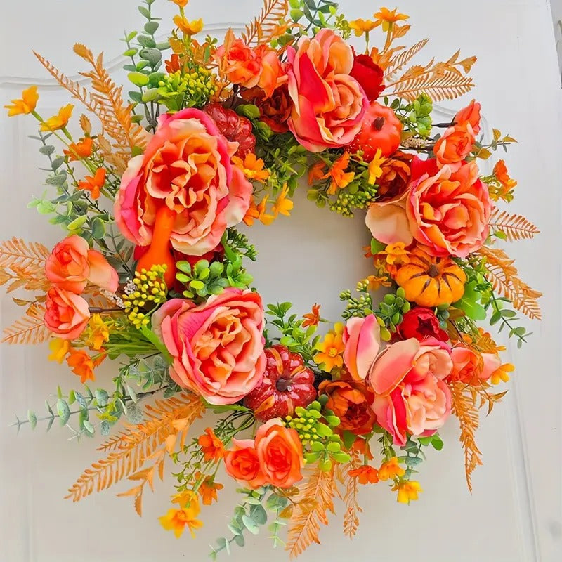 NNETM Pumpkin & Peony Halloween Wreath-2