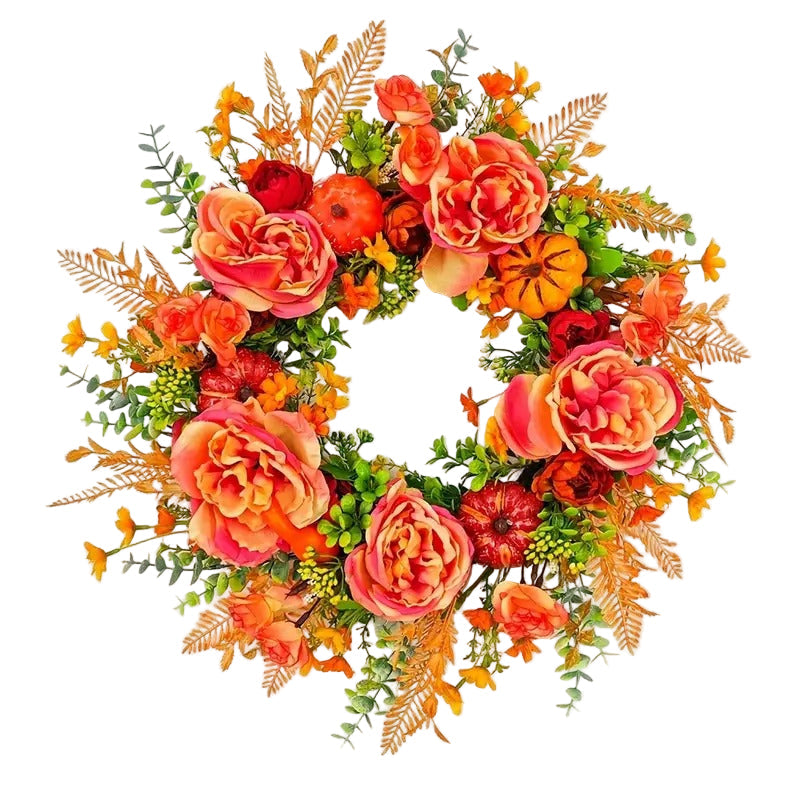 NNETM Pumpkin & Peony Halloween Wreath-0