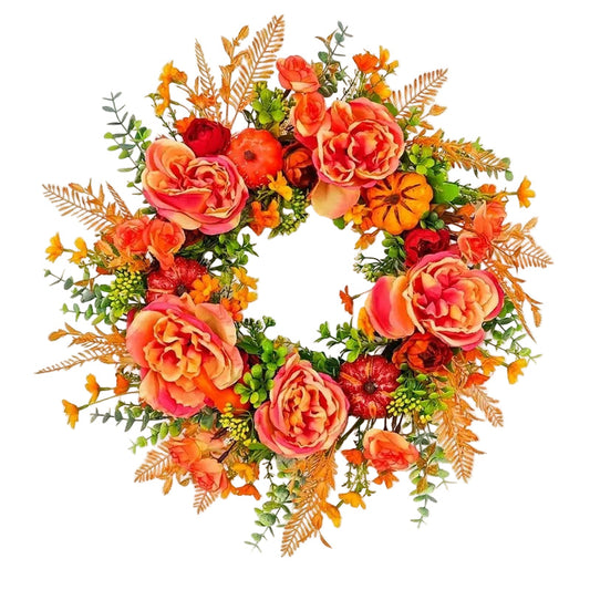 NNETM Pumpkin & Peony Halloween Wreath-0